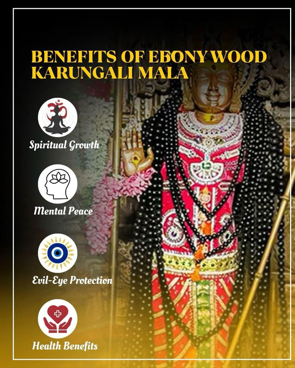 Original Karungali Mala 108 Beads Ebony Wood