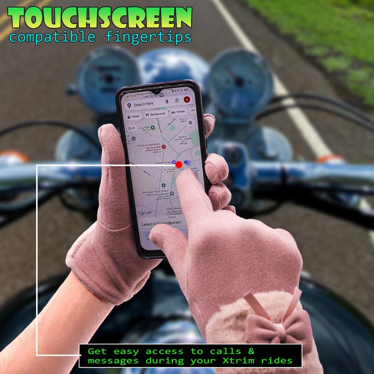 Women's Winter Warm Gloves with Cute Bow & Touched Screen